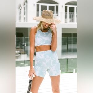 Hurley Turquoise Tie Dye Biker Shorts L